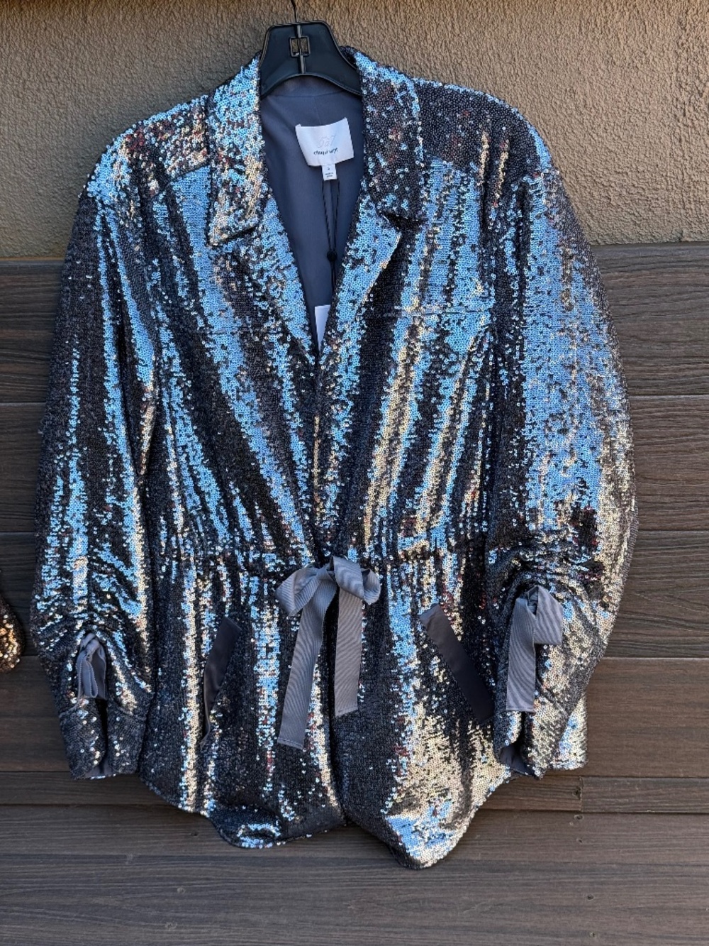 Cinq a Sept Gunmetal sequin Matheu Jacket sz S